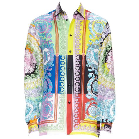 versace silk floral barocco shirt price|silk Versace shirt.